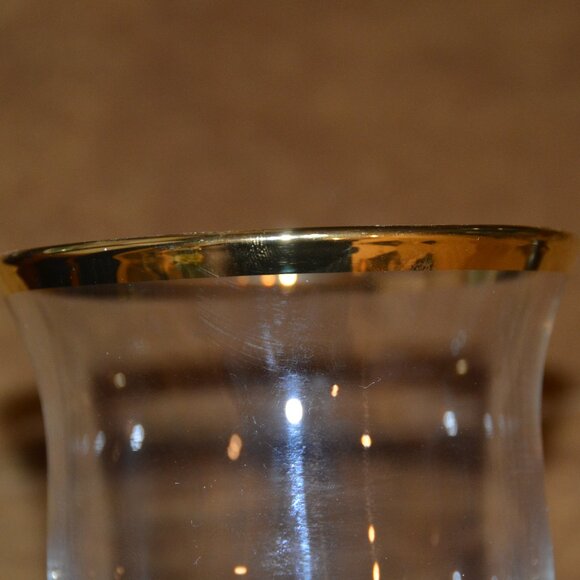 RARE RETIRED DESIGNER MACKENZIE CHILDS BLUE ROYAL CHECK GOLD WATER GLASS GOBLET - Picture 5 of 11